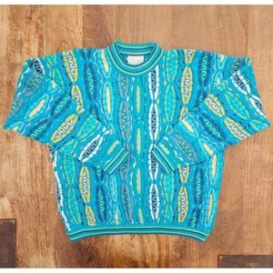 Vtg Coogi Sweater Unisex Small Multicolor Bold 3D Textured Australia 100% Cotton